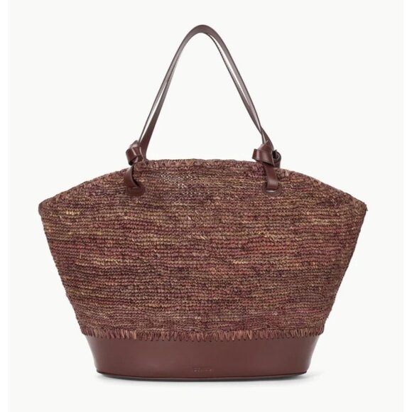Staud XL Squillo Raffia Tote – Mahogany Brown Purse - NEW - Picture 2 of 6